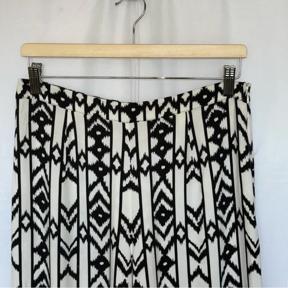 PHILOSOPHY Geometric Print Black and White Wide Leg Palazzo Pants Size 8 - Picture 4 of 9